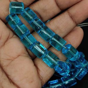 Glass Bead Cylinders, 8x10mm, Light Blue