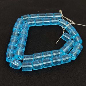 Glass Bead Cylinders, 8x10mm, Light Blue