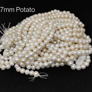 AAA Grade Cultured Pearl / Hyderabad pearl , Potato shape, 7mm Pearl colour