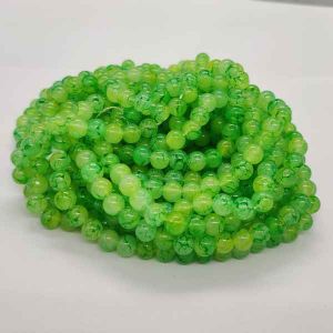 Printed Glass Beads, 8mm, Round, Parrot Green