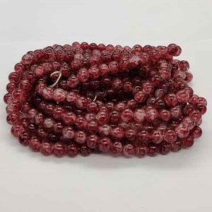 Printed Glass Beads, 8mm, Round, Red