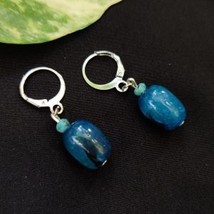 (Blue) Onyx Barrel Earrings