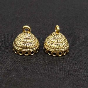 Oxidised Gold Jhumka Frame, Round