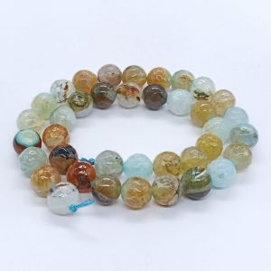 Onyx Stone Beads, 10mm, Round, Light Blue And Brown