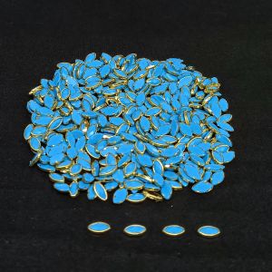 Kundan Stones, 4x8mm, Oval, Pack Of 10 Gms, Light Blue