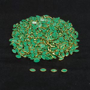 Kundan Stones, 4x8mm, Oval, Pack Of 10 Gms, Green
