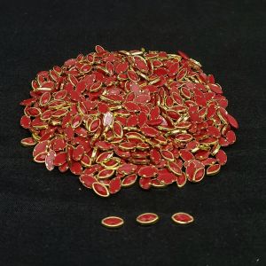 Kundan Stones, 4x8mm, Oval, Pack Of 10 Gms, Red