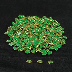 Kundan Stones, 4x8mm, Oval, Pack Of 10 Gms, Dark Green