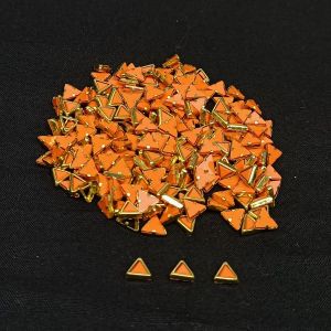 Kundan Stones, 5x5mm, Triangle, Pack Of 10 Gms, Orange