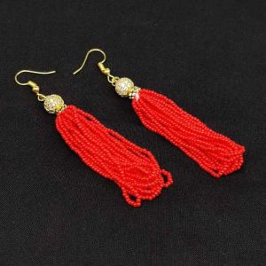 Seed Beads Earrings, Red