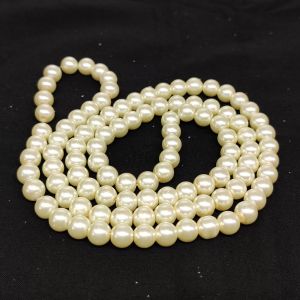 Glass Pearl Beads, 8mm, Round, Cream