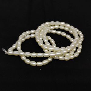 Glass Pearl Beads, 4X6mm, Rice Shape, Cream