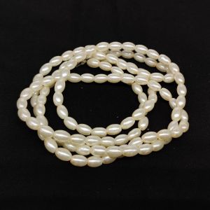 Glass Pearl Beads, 5X7mm, Rice Shape, Cream