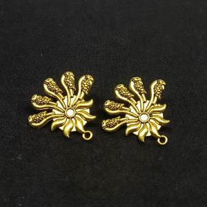 Earstud Post - Antique Gold Stud, Parrot, Pack Of 5 Pairs