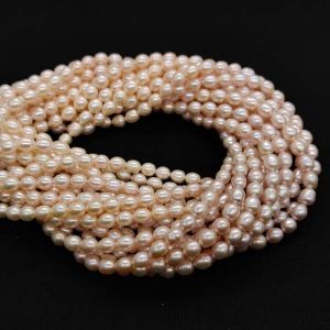Fresh Water Pearl, Rice Shape, 8x7mm, Peach And Pearl (Double Color)