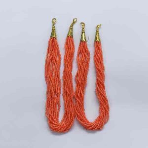 Seed Beads, 13/0, 8 Inch Chain, Light Orange, Sold By 1 Pair