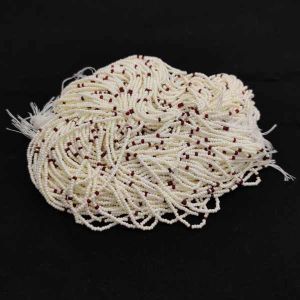 Seed Beads Bunch, Set Of 10 Lines, Cream And Maroon