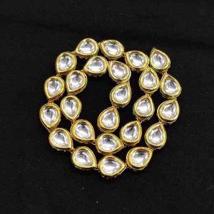 Kundan Stone Beads, (Teardrop) 10x8mm, Sold By 1 Pc