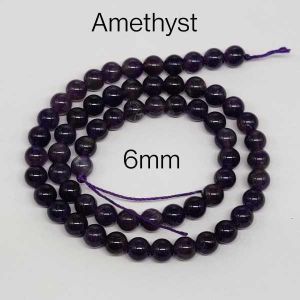 AAA Quality Natural Gemstone Beads, 6mm, Amethyst