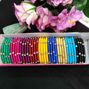 Silk Thread Bangles, Assorted, Pack Of 10 Colors 
