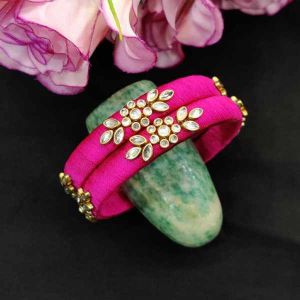 Silk Thread Bangles, Pack of 2 Pcs, Dark Pink