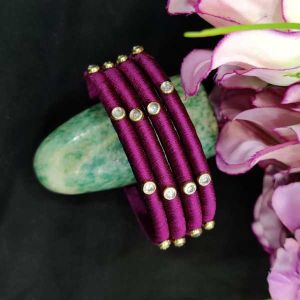 Silk Thread Bangles, Pack of 4 Pcs, Dark Purple