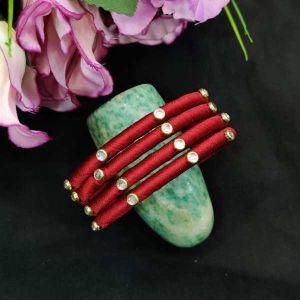 Silk Thread Bangles, Pack of 4 Pcs, Maroon