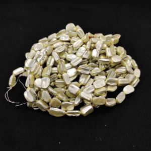 Mother Of Pearls, Rectangular Nuggets, 12x8mm, Green Shade