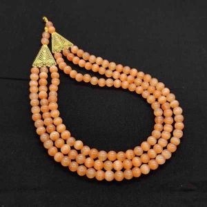3 Layer Cat Eye Beads Necklace, Orange