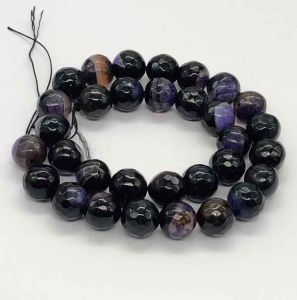 Onyx Stone Beads, 12mm, Round, Purple And Black