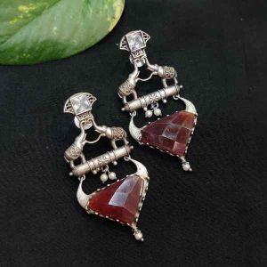 Silver Replica (Elephant) Earrings, Brown