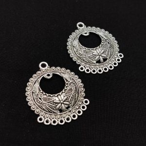 Earring Connector, Antique silver, Bali