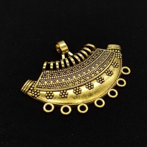 Antique Gold Metal Pendant With 7 Holes