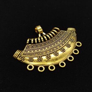 Antique Gold Metal Pendant With 7 Holes