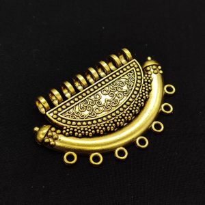 Antique Gold Metal Pendant, Arc (Shape) With 7 Loops