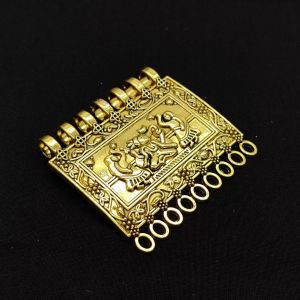 Antique Gold Metal Pendant, (Rectangle) With 9 Loops 