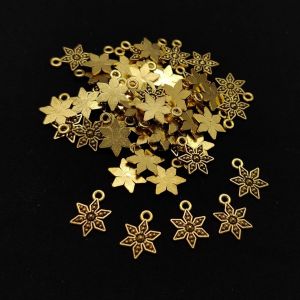 Antique Gold Charms, Star (Flower), Pack Of 25 Gms
