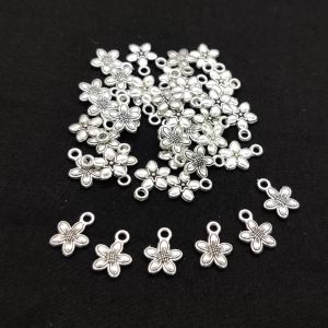 Antique Silver Charms, Flower, Pack Of 25 Grams