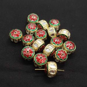 Jadau Beads, Round, White Stones (Kundan)