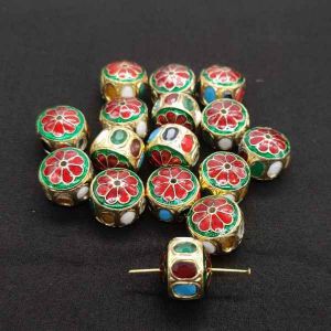 Jadau Beads, Multicolour shape Cylinder 