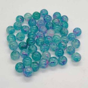 Printed Glass Beads, 8mm, Round, Sky Blue 