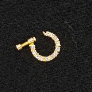 Gold Plated CZ Nath, Screw Type, White