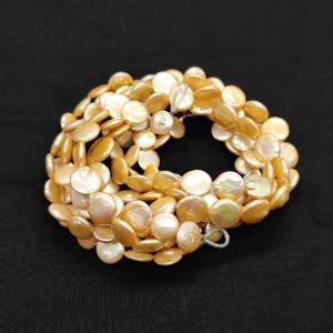 Fresh Water Pearl, Flat Round (Coin), 12 To 14mm, Beige