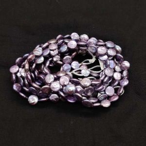 Fresh Water Pearl, Flat Round (Coin), 11 To 12mm, Purple