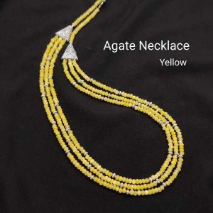 3 Layer Agate Necklace, Yellow