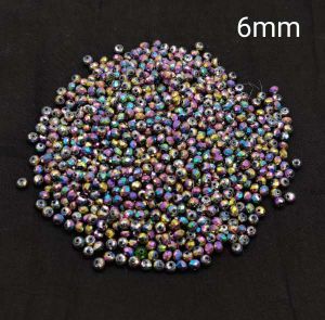 Glass Crystals,Metallic Color, Rondelle, 6mm, Multicolor