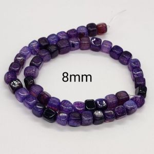 Natural Square Agate Beads, 8mm, Violet