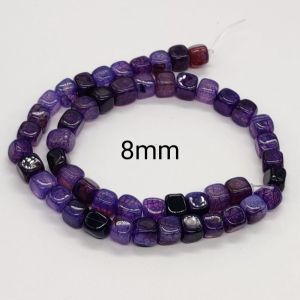 Natural Square Agate Beads, 8mm, Violet