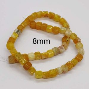 Natural Square Agate Beads, 8mm, Mustard Yellow