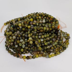 Onyx Beads, 8mm, Round, Yellow And Black Shade